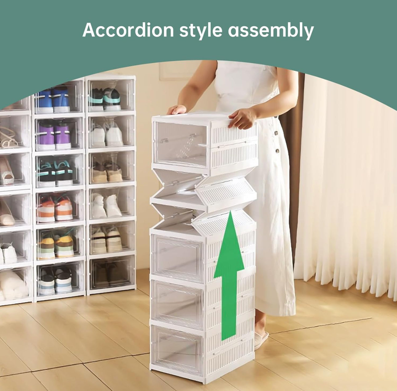 Wuciray Scatole Scarpe Porta Trasparenti 6 Piani Pieghevole Contenitori Organizzatore Portascarpe Scarpiera Shoe Box