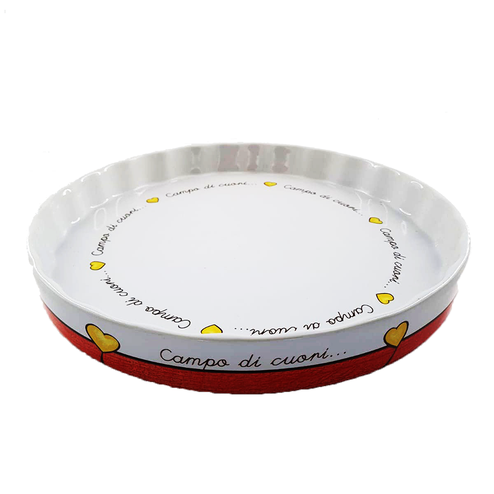 EGAN Tortiera Pirofila Campo Di Cuori Rossa 27cm In Ceramica