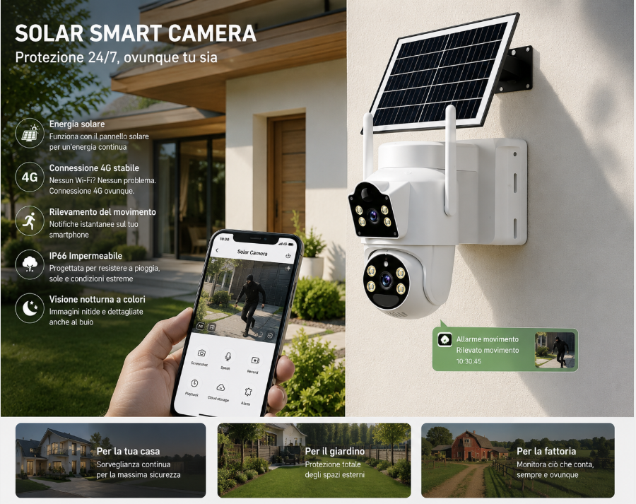 Telecamera di Videosorveglianza Solare 4G Professionale – Autonoma, Resistente e Sempre Connessa 4