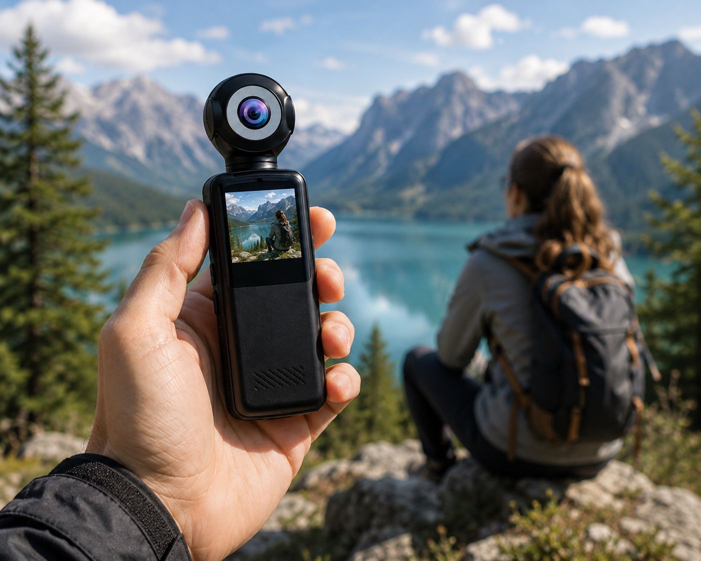 Mini Camera Sportiva Portatile 360° con Display e WiFi 4