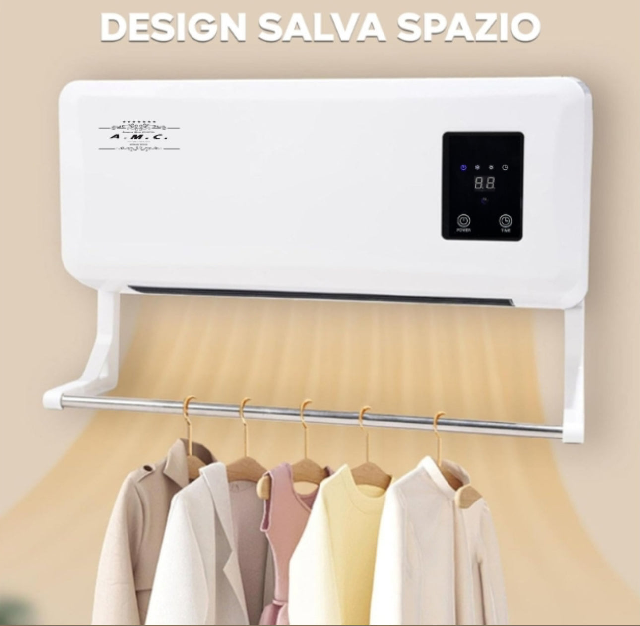 Stufa Elettrica da Parete Basso Consumo Caldo/Freddo Termoconvettore Max 2000W 4