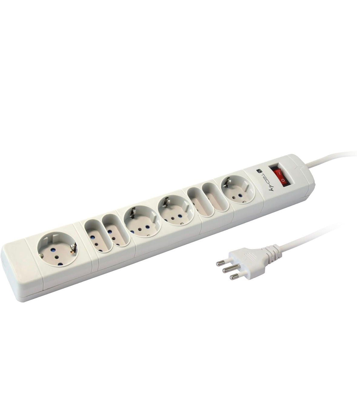 Techly 300439 Multipresa 8 Posti Italiana 10A / Schuko Grigio Grigio 1