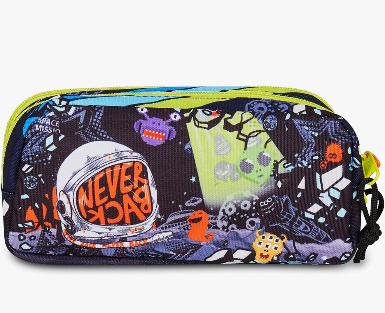 MITAMA Portapenne scuola 2 zip, Nero, DISCO SPACE, da Riempire Con Penne, Matite e Colori, Accessori Zaino, Scuola, Bambino 4