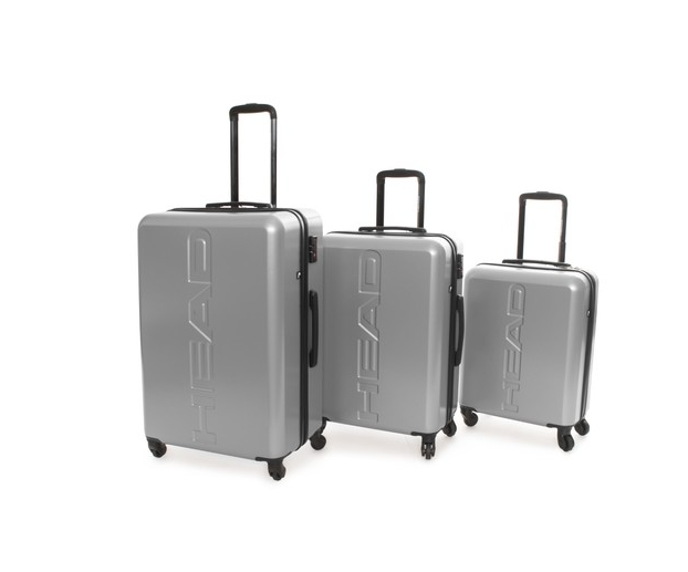 Set 3 valigie Tris con valigia Piccola bagaglio a mano da cabina Media Grande da stiva da viaggio di marca in plastica rigida ABS 4 ruote autonome