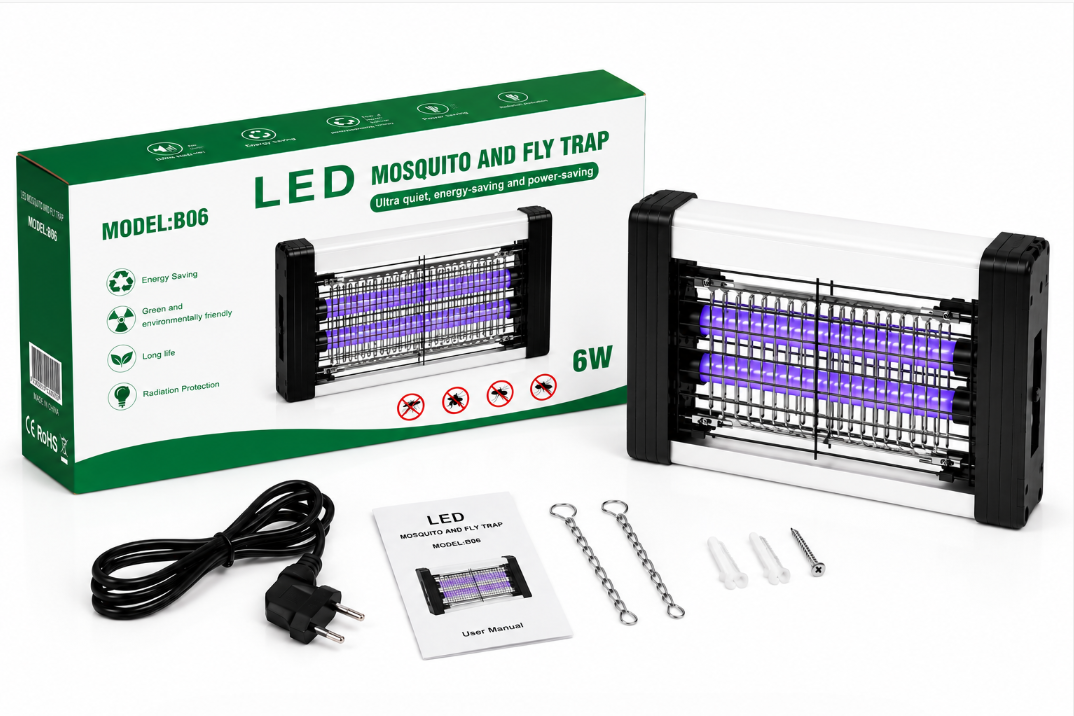 Lampada Antizanzare Elettrica LED UV 4W / 6W / 8W – Elimina Zanzare e Insetti Volanti, Silenziosa e a Basso Consumo
