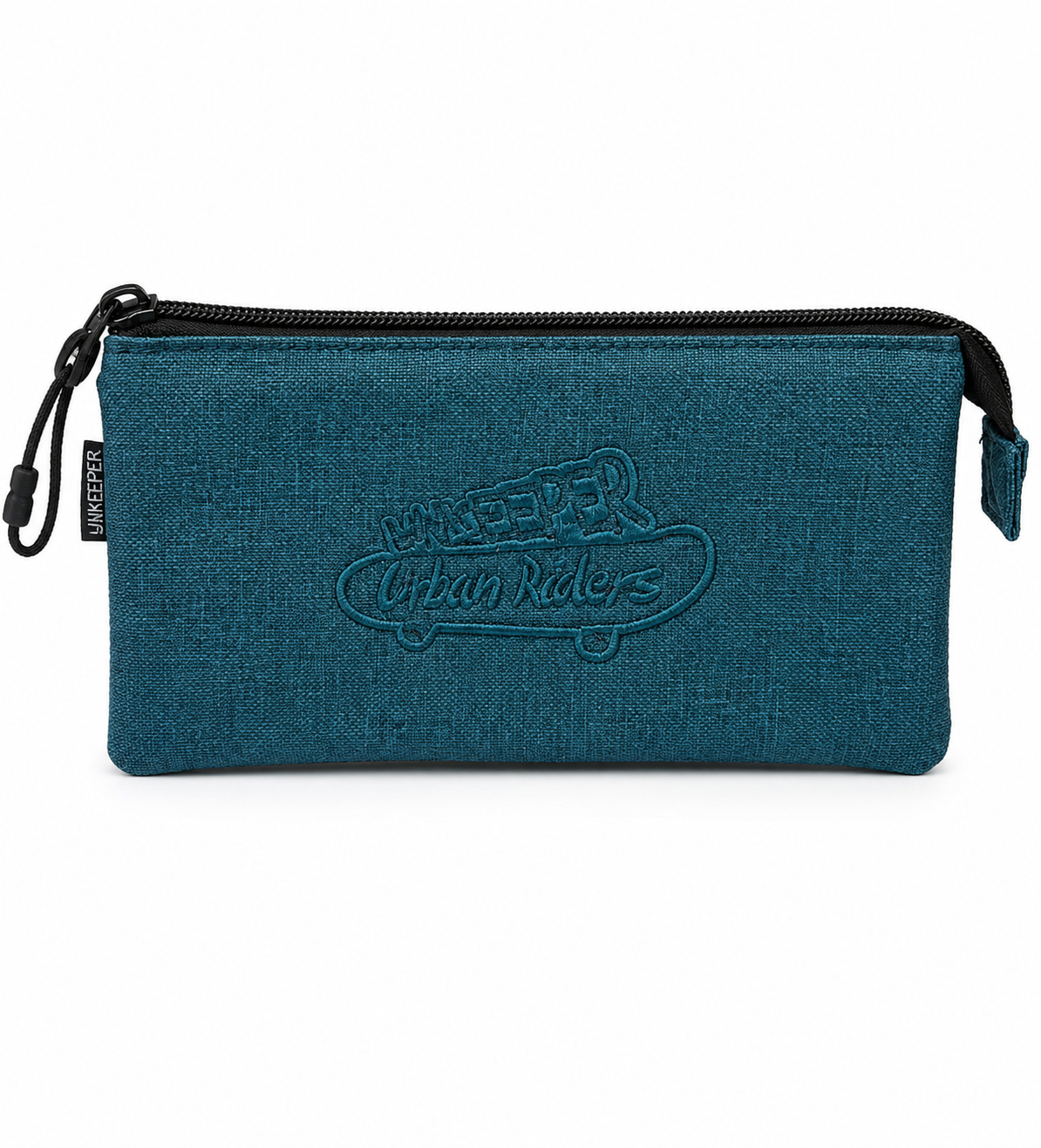 Junkeeper Astuccio Scuola 2 Scomparti con Doppia Zip – Portapenne in Tessuto Resistente, Astuccio Capiente per Penne, Matite e Accessori – Colore Petrolio