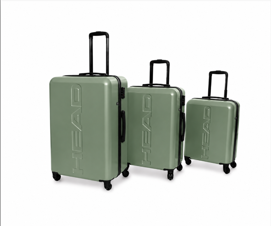 Set 3 valigie Tris con valigia Piccola bagaglio a mano da cabina Media Grande da stiva da viaggio di marca in plastica rigida ABS 4 ruote autonome 3