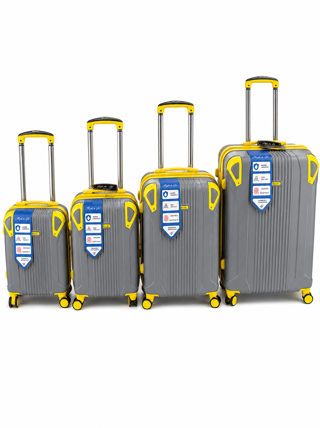 Set 4 Valigie Rigide ABS – Trolley 4 Pezzi con Ruote Girevoli 360°, Manico Telescopico, Ruote Removibili su Valigia Grande e Piccola, Valigie Impilabili 3