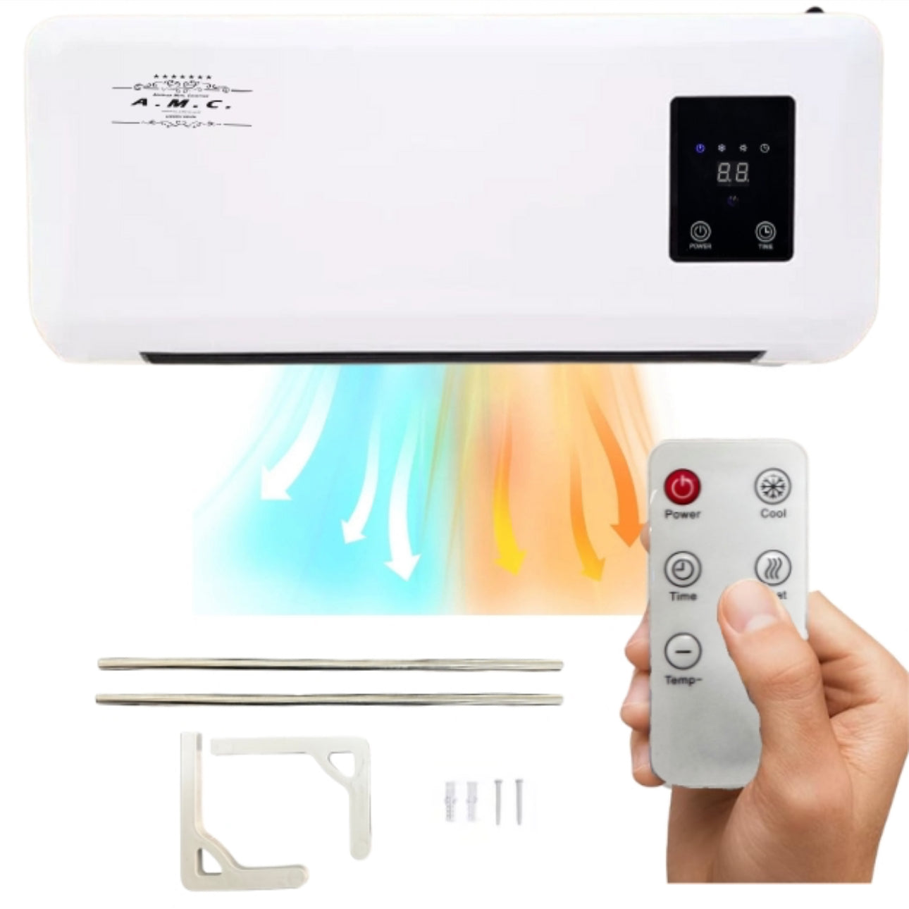 Stufa Elettrica da Parete Basso Consumo Caldo/Freddo Termoconvettore Max 2000W