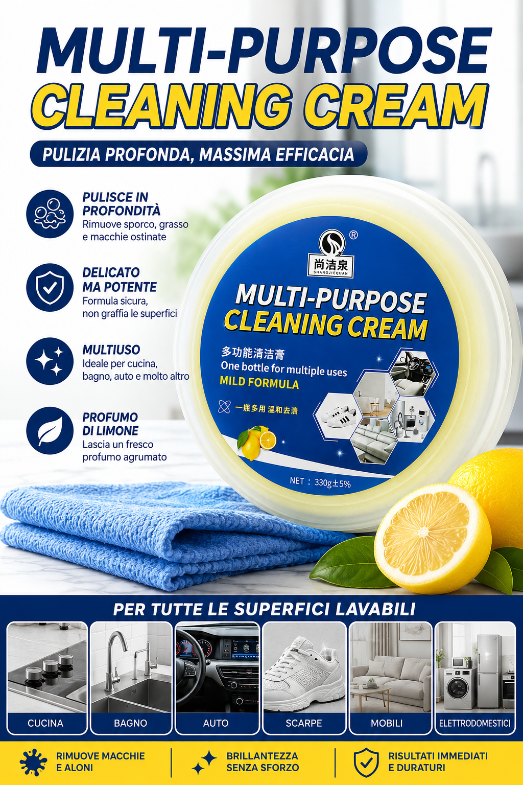 🧽 Multi-Purpose Cleaning Cream – La crema detergente che pulisce tutto! 1