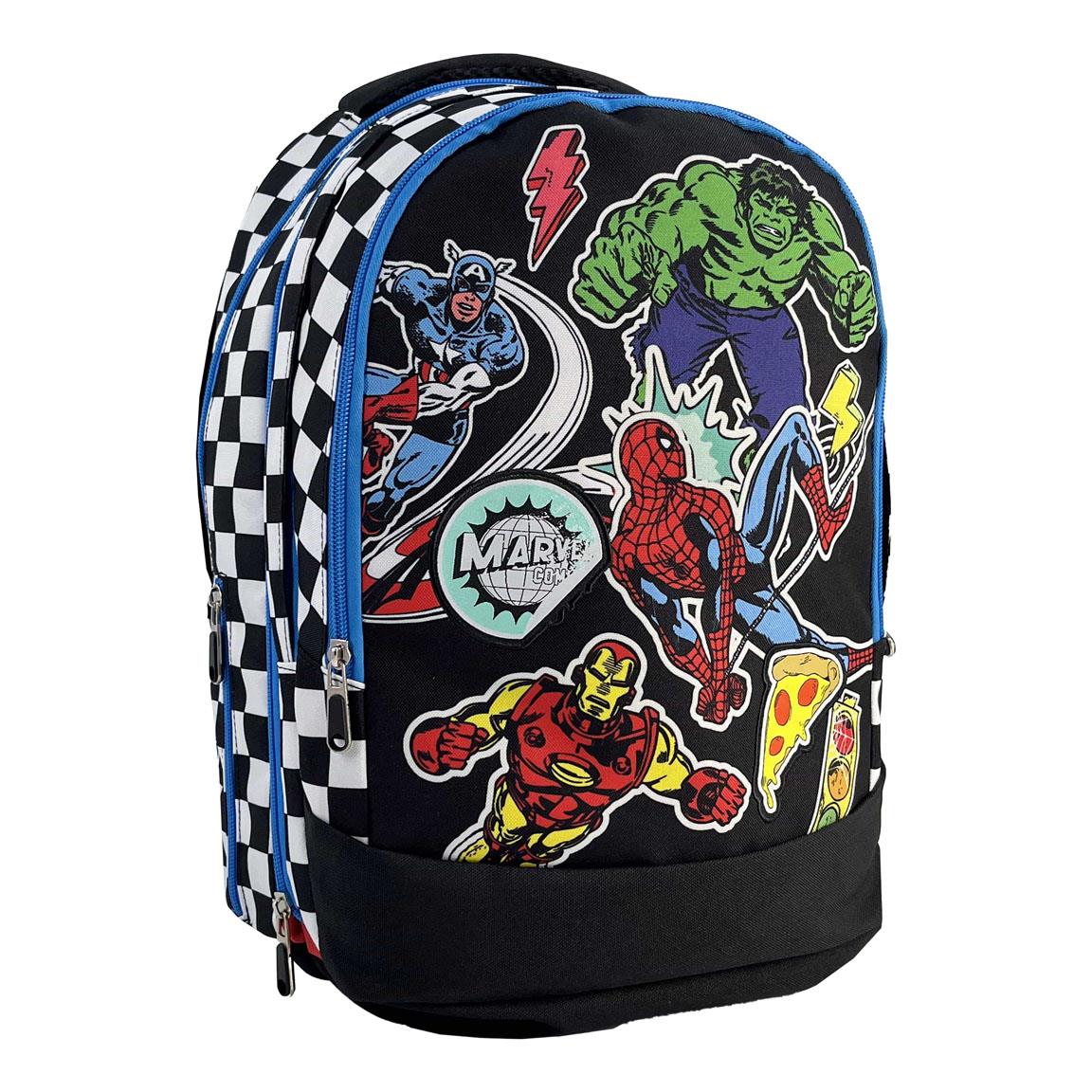 Zaino Scuola Bambino Supereroi, Zaino Multiscomparto per Bambini e Ragazzi, Zaino Tempo Libero con Spallacci Imbottiti e Schienale Traspirante, Fantasia Supereroi
