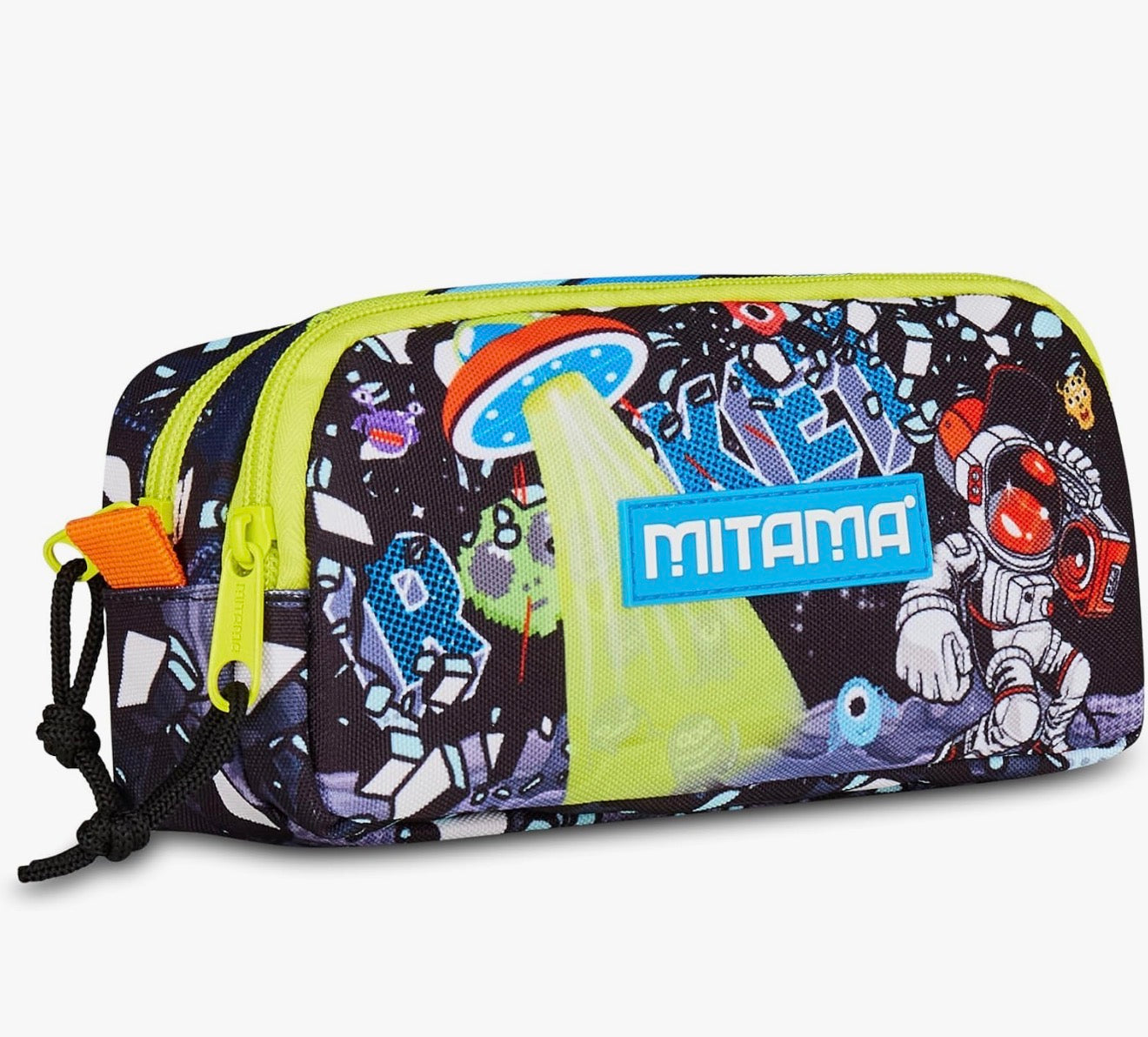 MITAMA Portapenne scuola 2 zip, Nero, DISCO SPACE, da Riempire Con Penne, Matite e Colori, Accessori Zaino, Scuola, Bambino 1