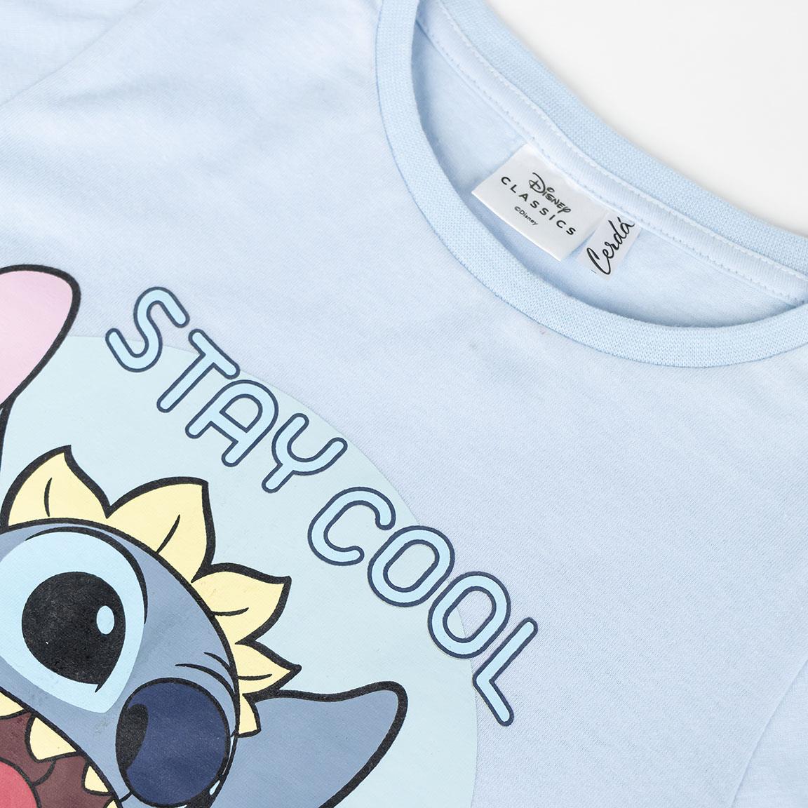 Pigiama Bambina Disney Stitch Manica Corta con Pantaloncino – Completo Estivo in Cotone Single Jersey 3