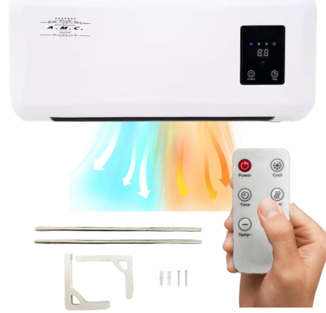 Stufa Elettrica da Parete Basso Consumo Caldo/Freddo Termoconvettore Max 2000W
