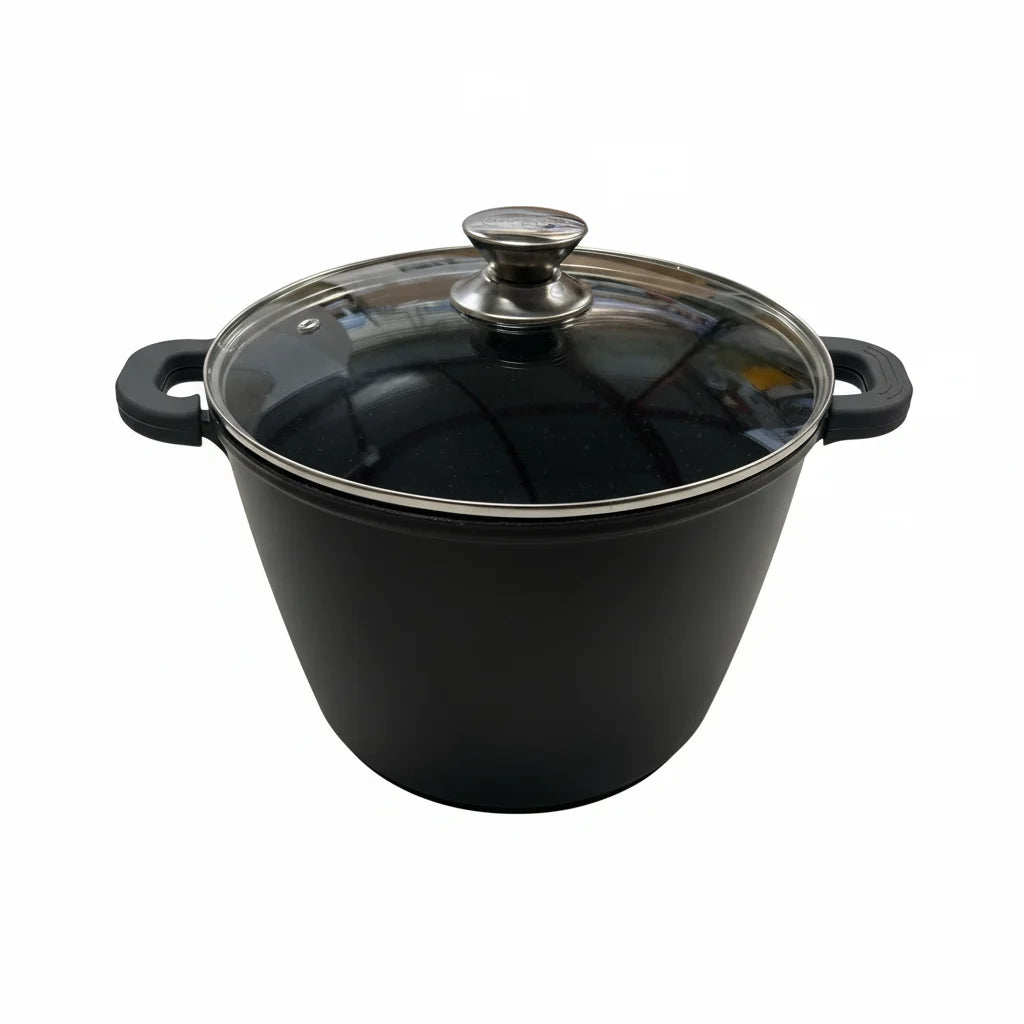 Pentola Antiaderente Effetto Pietra con Coperchio in Vetro 28 cm – Compatibile con Induzione e Gas, Manici Removibili 3