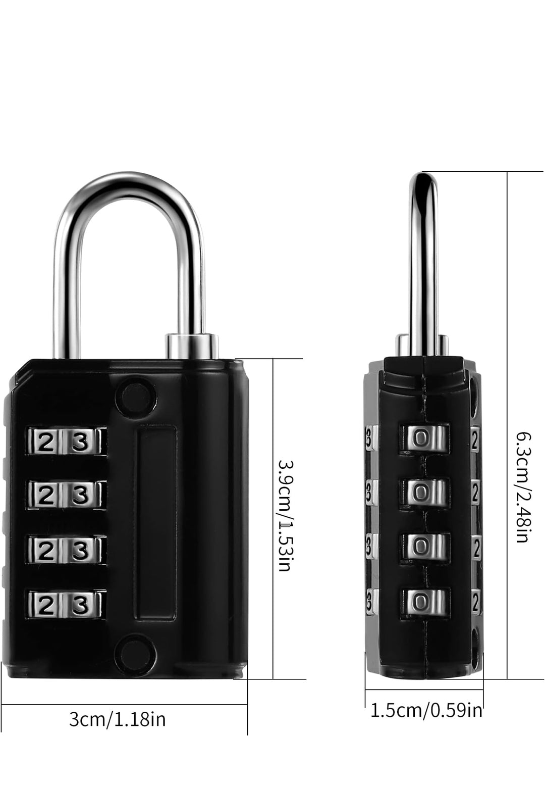 3 Pezzi Lucchetto Cobinazione A 3 Cifre, Lucchetti Lucchetto Aradietto Con Cavo, Lucchetto - Foto 4