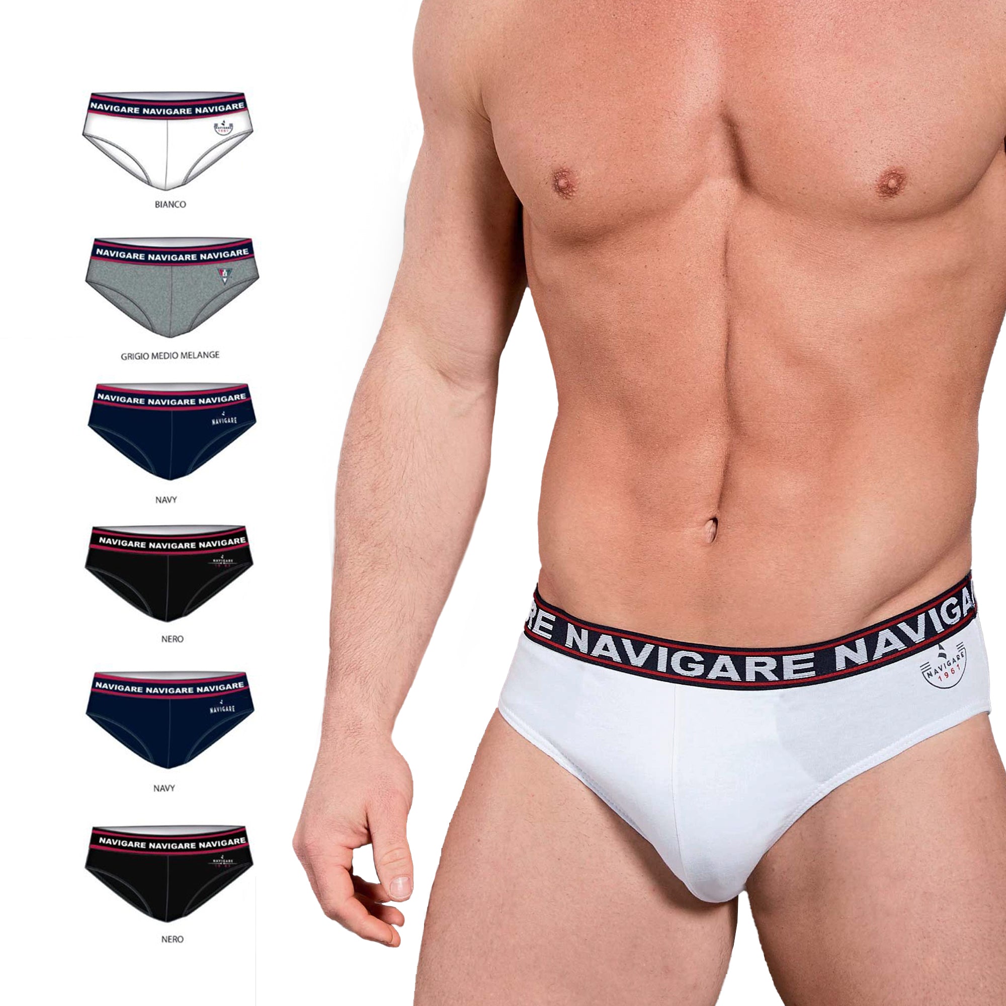 Navigare 324, 6Slip Uomo, Multicolore (Bianco/Nero/Antracite/Navi), X-Large... 1