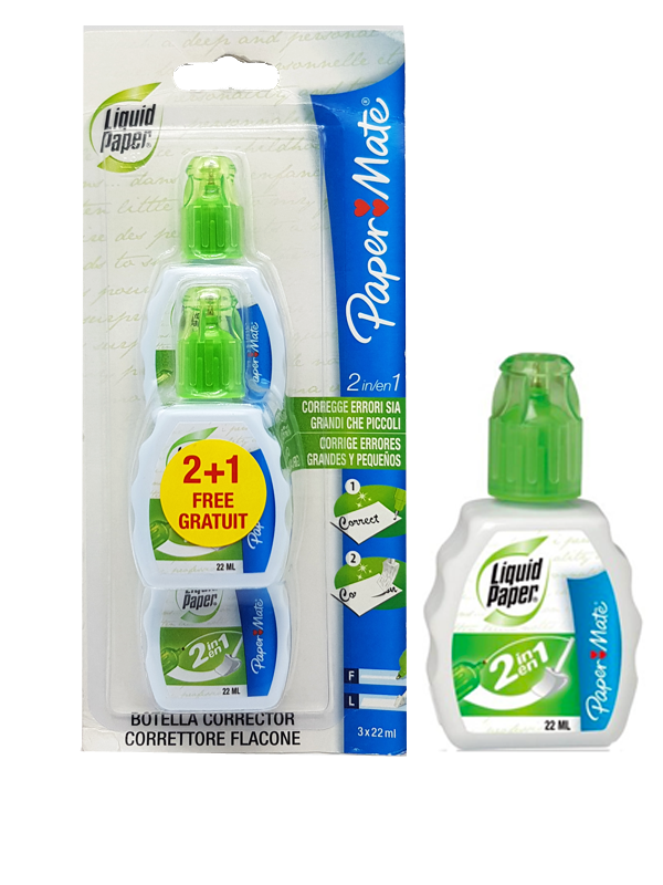 Descrizione prodotto – Paper Mate Liquid Paper 2 in 1 (Confezione 2+1)
