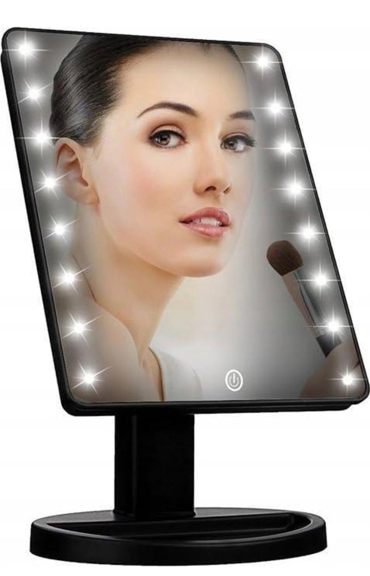 Specchio da Trucco con Luci LED, Touch Screen, Supporto da Tavolo e Base Portaoggetti 8