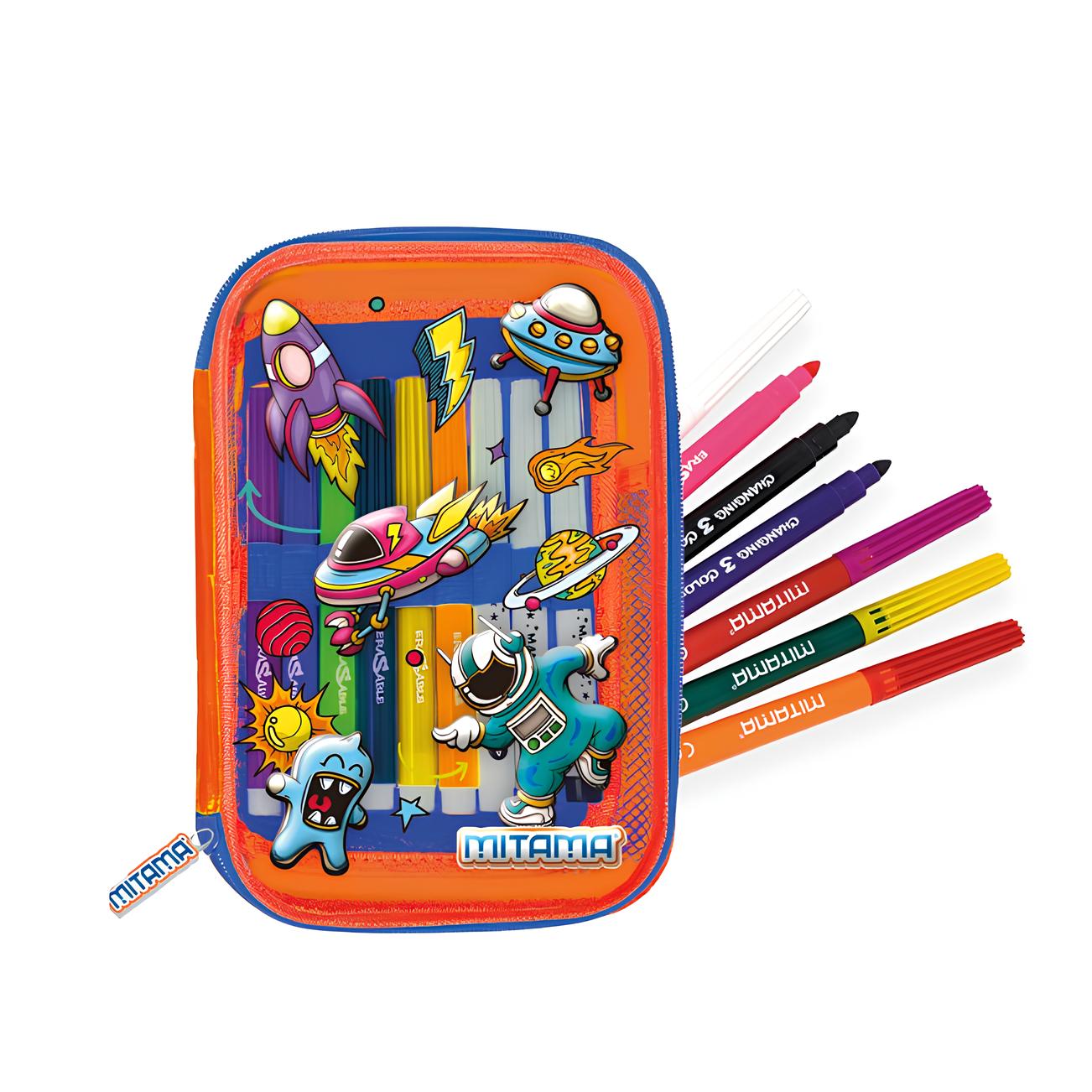 Astuccio Asilo Mitama 1 Zip Magic Pencil Case Arancio 1