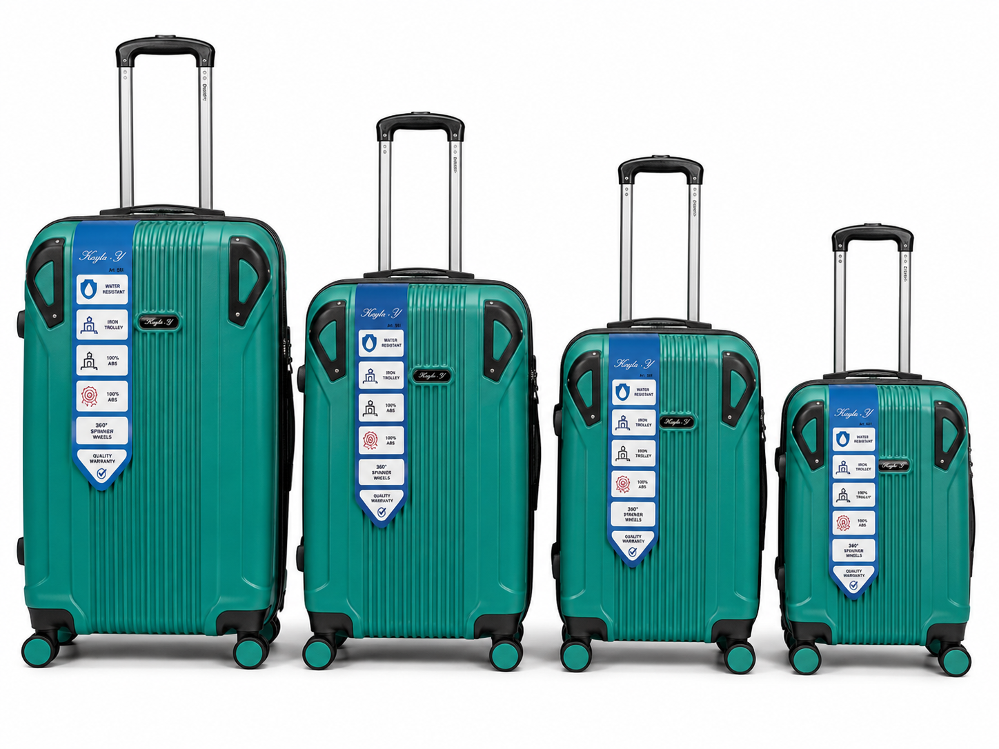 Set 4 Valigie Rigide ABS – Trolley 4 Pezzi con Ruote Girevoli 360°, Manico Telescopico, Ruote Removibili su Valigia Grande e Piccola, Valigie Impilabili 10