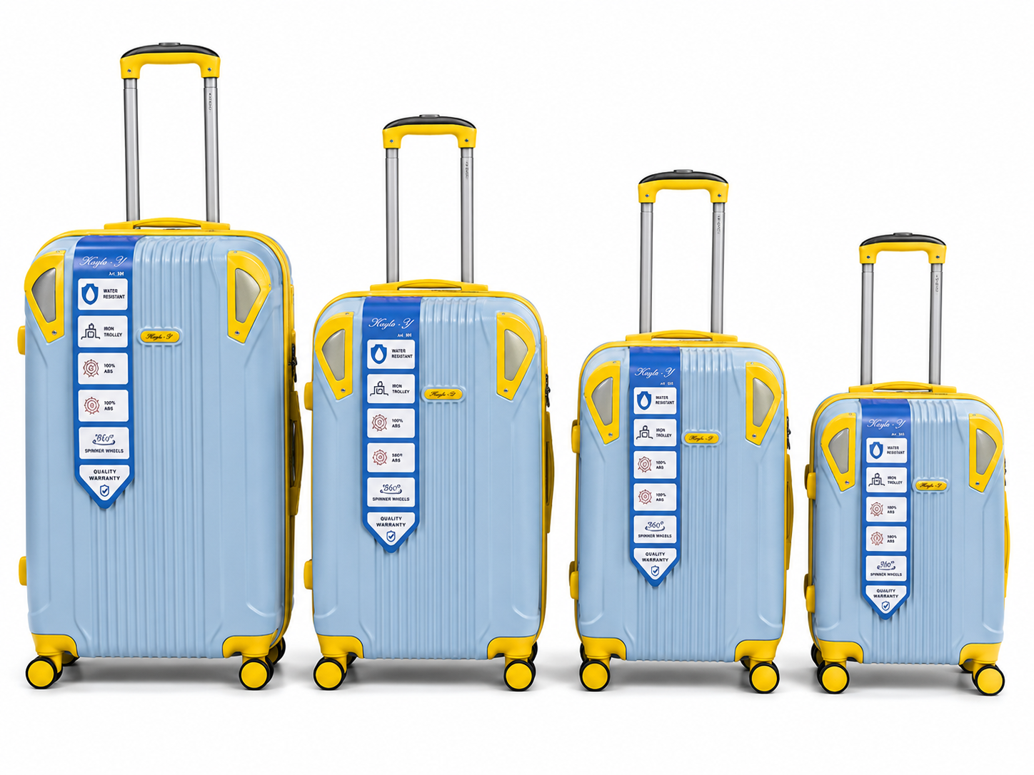 Set 4 Valigie Rigide ABS – Trolley 4 Pezzi con Ruote Girevoli 360°, Manico Telescopico, Ruote Removibili su Valigia Grande e Piccola, Valigie Impilabili 8