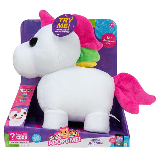 Adottami! ROBLOX Neon Unicorno 12" Illuminazione LED Peluche Imbottito RAINBOW M