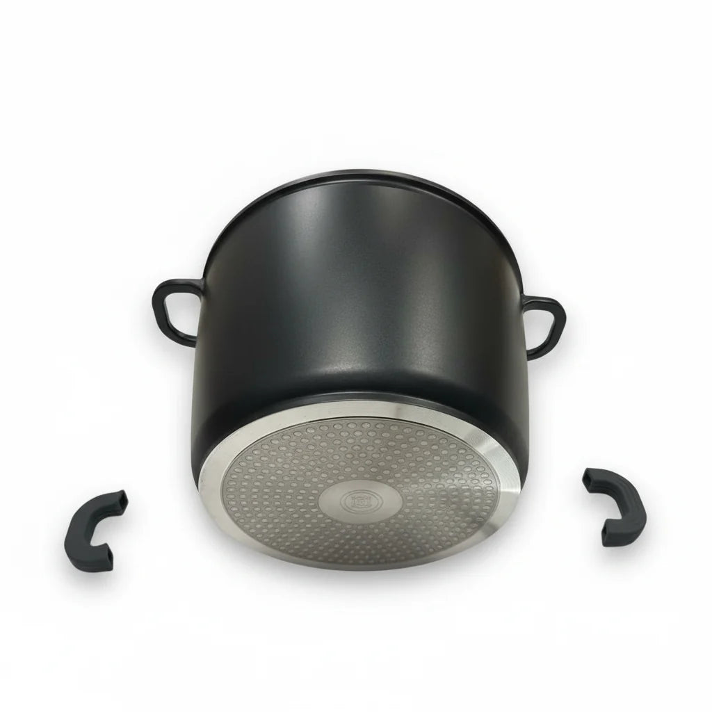 Pentola Antiaderente Effetto Pietra con Coperchio in Vetro 28 cm – Compatibile con Induzione e Gas, Manici Removibili 4