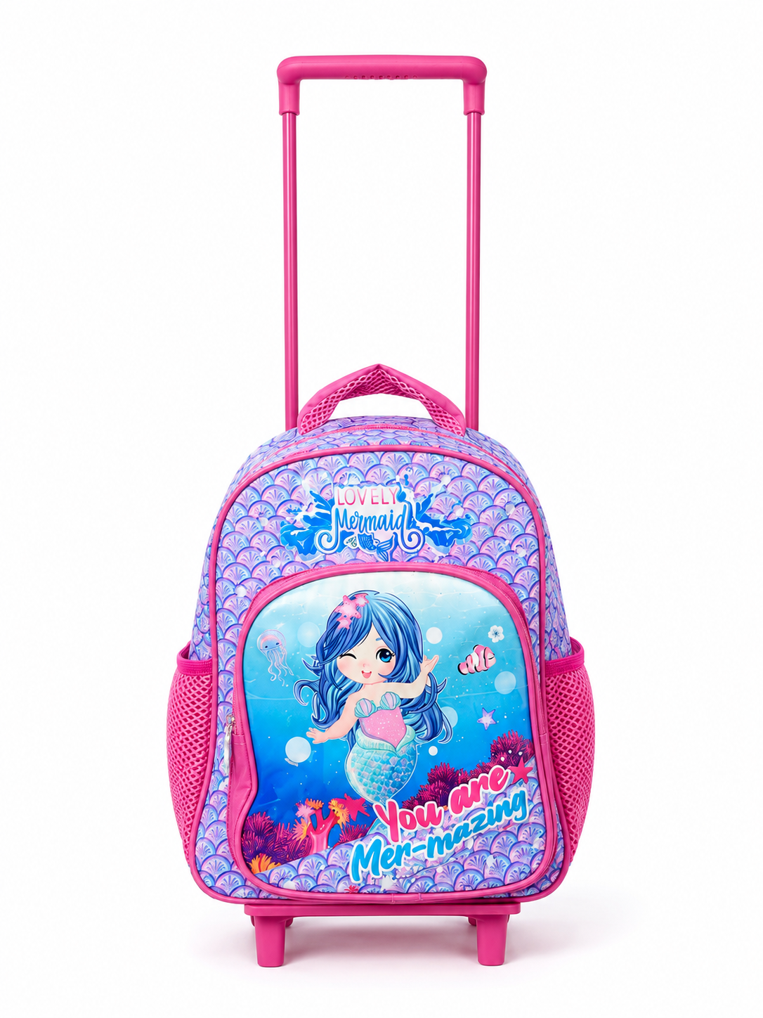 Zaino Trolley Asilo Bimba Sirena con Ruote e Manico Estraibile 1