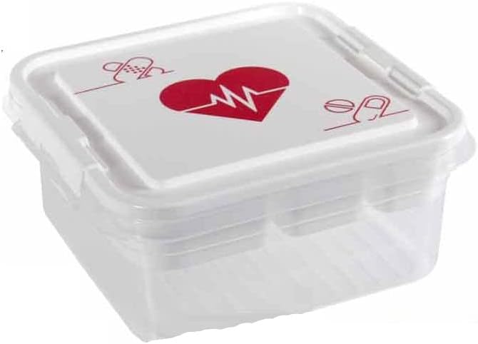 Scatola Multiuso con Coperchio – Contenitore Porta Medicinali, Pronto Soccorso e Piccoli Oggetti – 25 x 26 x 11 cm 2