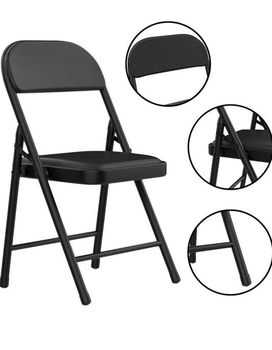 Sedia Pieghevole Salvaspazio, Sedia da Scrivania per L'ufficio con Imbottitura, Ideale per Esterno con Robusta Struttura in Metallo, Portata 140 kg
