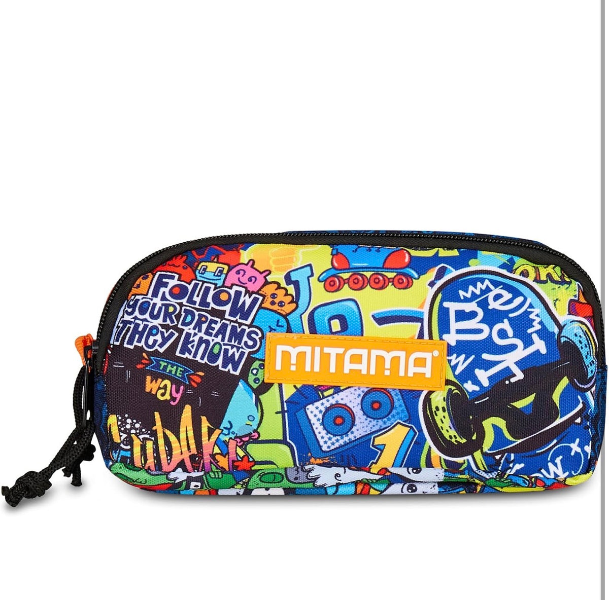 MITAMA Portapenne scuola 2 zip, Multicolore, SKATE DREAM, da Riempire Con Penne, Matite e Colori, Accessori Zaino, Scuola, Bambino