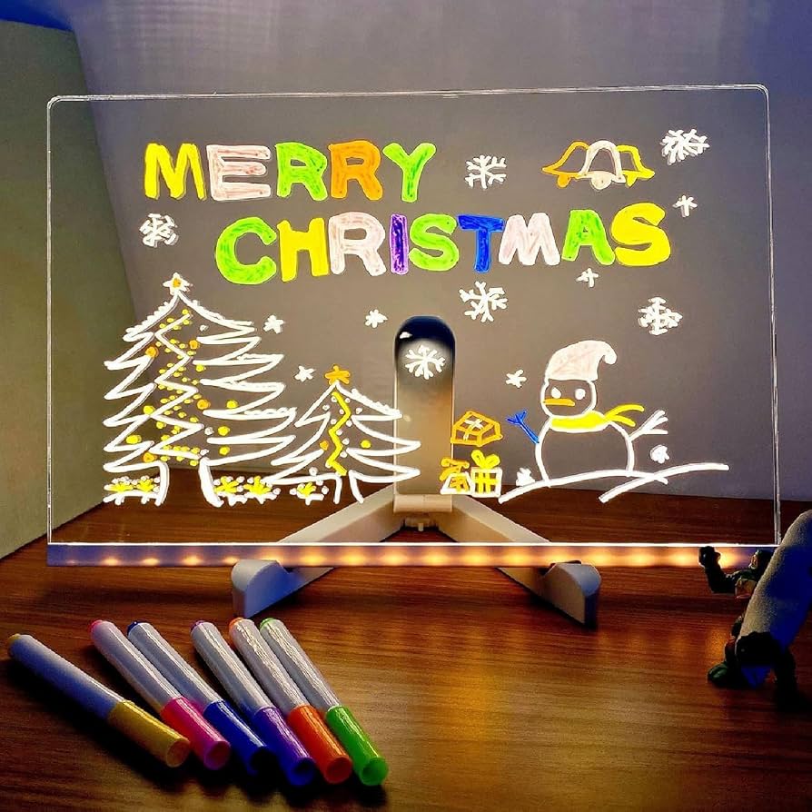 Lavagna luminosa in acrilico con 7 colori Penna/Stand, Lavagna Memo LED cancellabile, Arte Creativa Words Desktop Illuminato, lavagna magic note per ufficio Cafe School Casa(30 * 20cm) 1