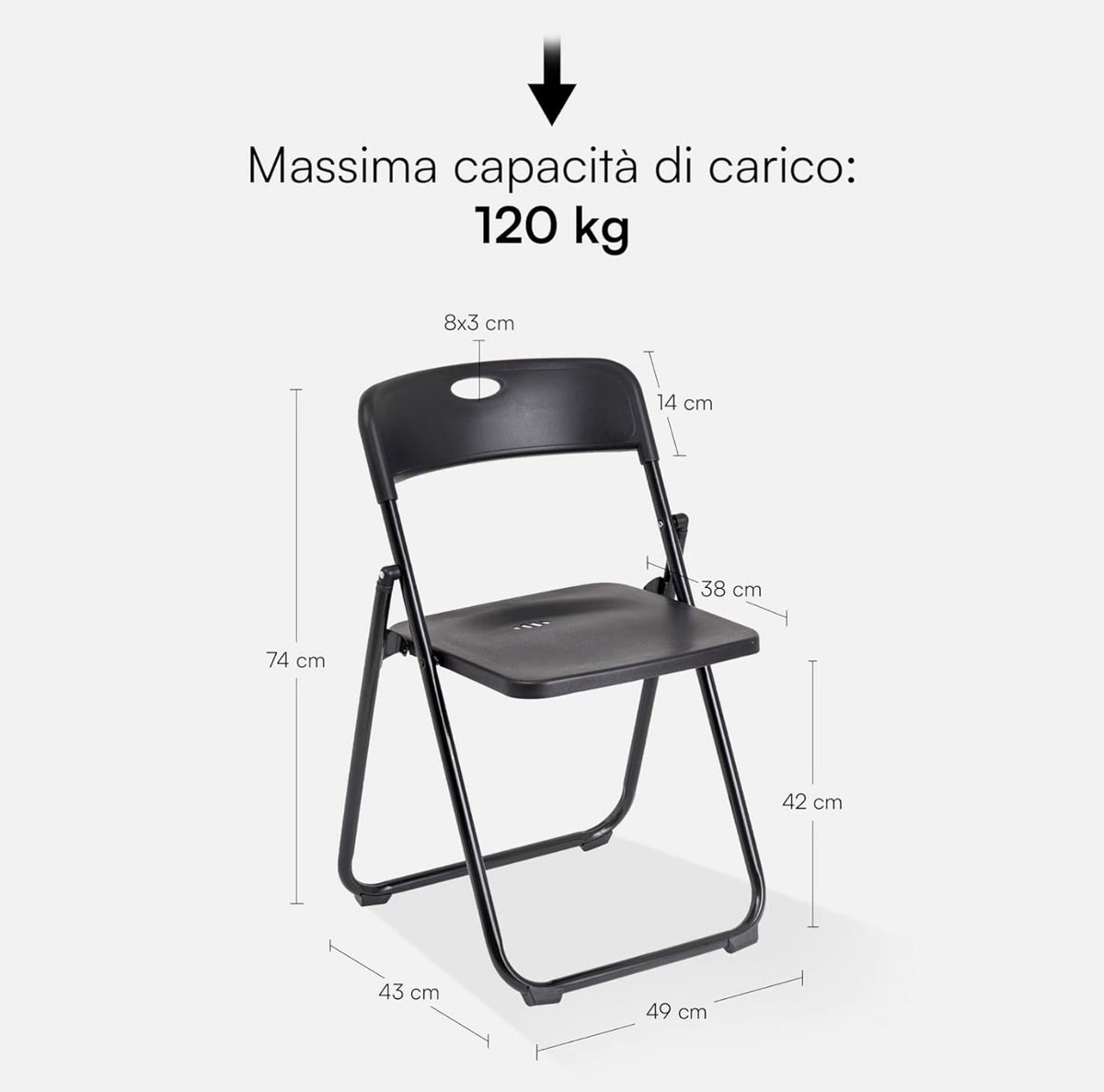 Set 6 Sedie Pieghevoli Nere Salvaspazio – Sedie Richiudibili Resistenti per Casa, Ufficio, Eventi e Feste 5