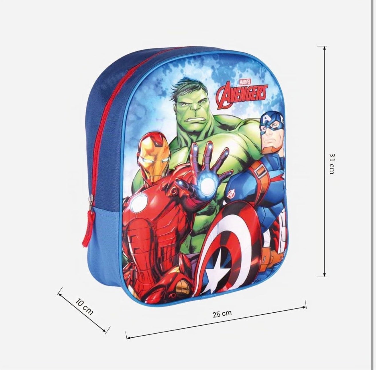 Zainetto Asilo Avengers Marvel – Iron Man, Hulk e Captain America 31x25x10 cm 2