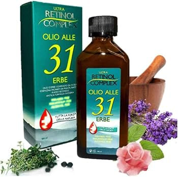 Retinol Complex Olio alle 31 Erbe senza Parabeni, Paraffina e Alcohol utile contro Mal di Testa e dolori al corpo - 100ml 1