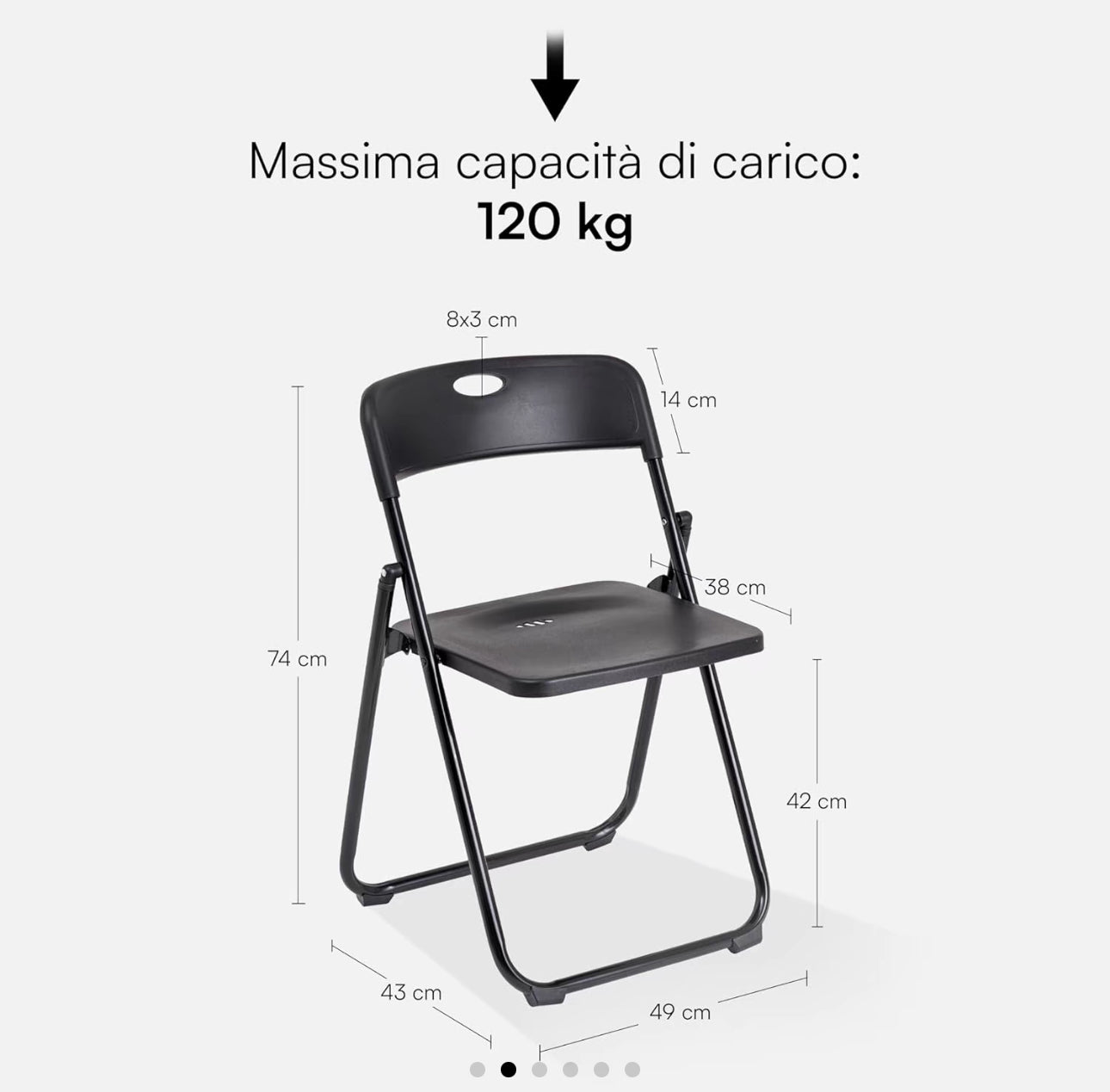 Set di 6 Sedie Pieghevoli Salvaspazio con Struttura robusta in Acciaio E PVC