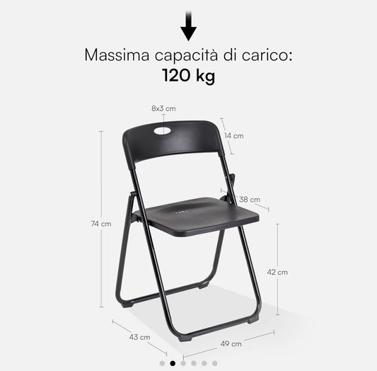 Set di 6 Sedie Pieghevoli Salvaspazio con Struttura robusta in Acciaio E PVC