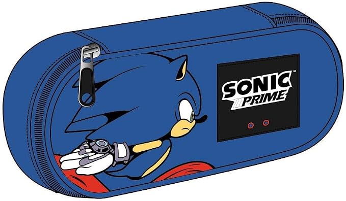 Sonic Prime Oval Pencil Case - Blu - 8,5 x 5 x 22,5 cm - Chiusura a cerniera - Versatile e resistente - Prodotto originale disegnato in Spagna 1