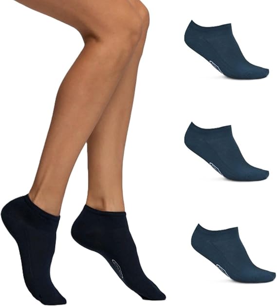 POMPEA Pack 3 Paia Fantasmini Uomo Blu Nero Bianco Cotone 3