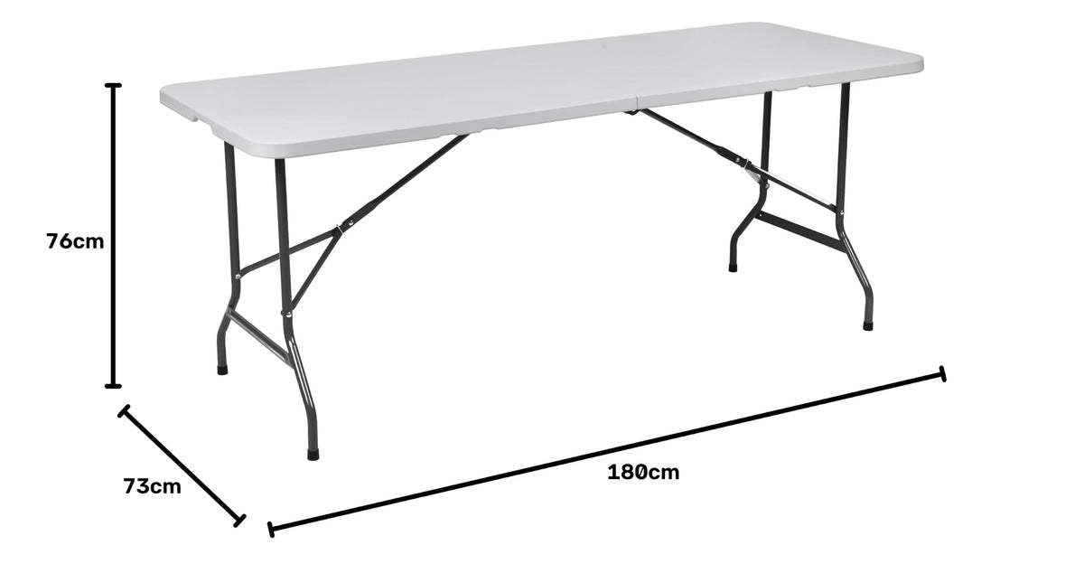 Tavolo Pieghevole 180 x 73 cm in PVC – Tavolo Richiudibile Portatile con Valigetta, Struttura in Metallo, per Feste, Catering, Campeggio, Giardino e Mercatini 1