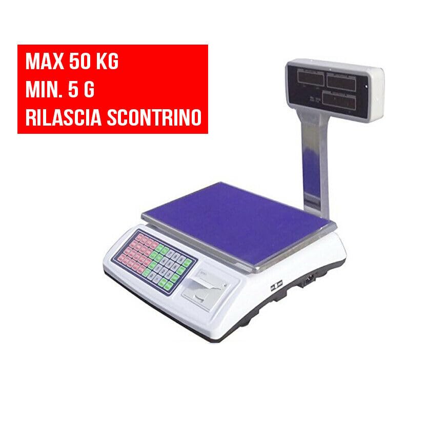 BILANCIA DA BANCO PROFESSIONALE DIGITALE MAX 50KG DISPLAY CON SCONTRINO NON FISCALE
