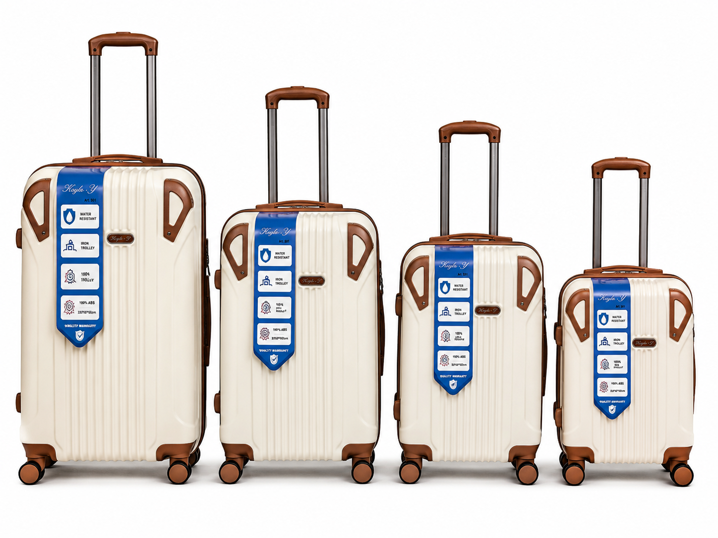 Set 4 Valigie Rigide ABS – Trolley 4 Pezzi con Ruote Girevoli 360°, Manico Telescopico, Ruote Removibili su Valigia Grande e Piccola, Valigie Impilabili 7