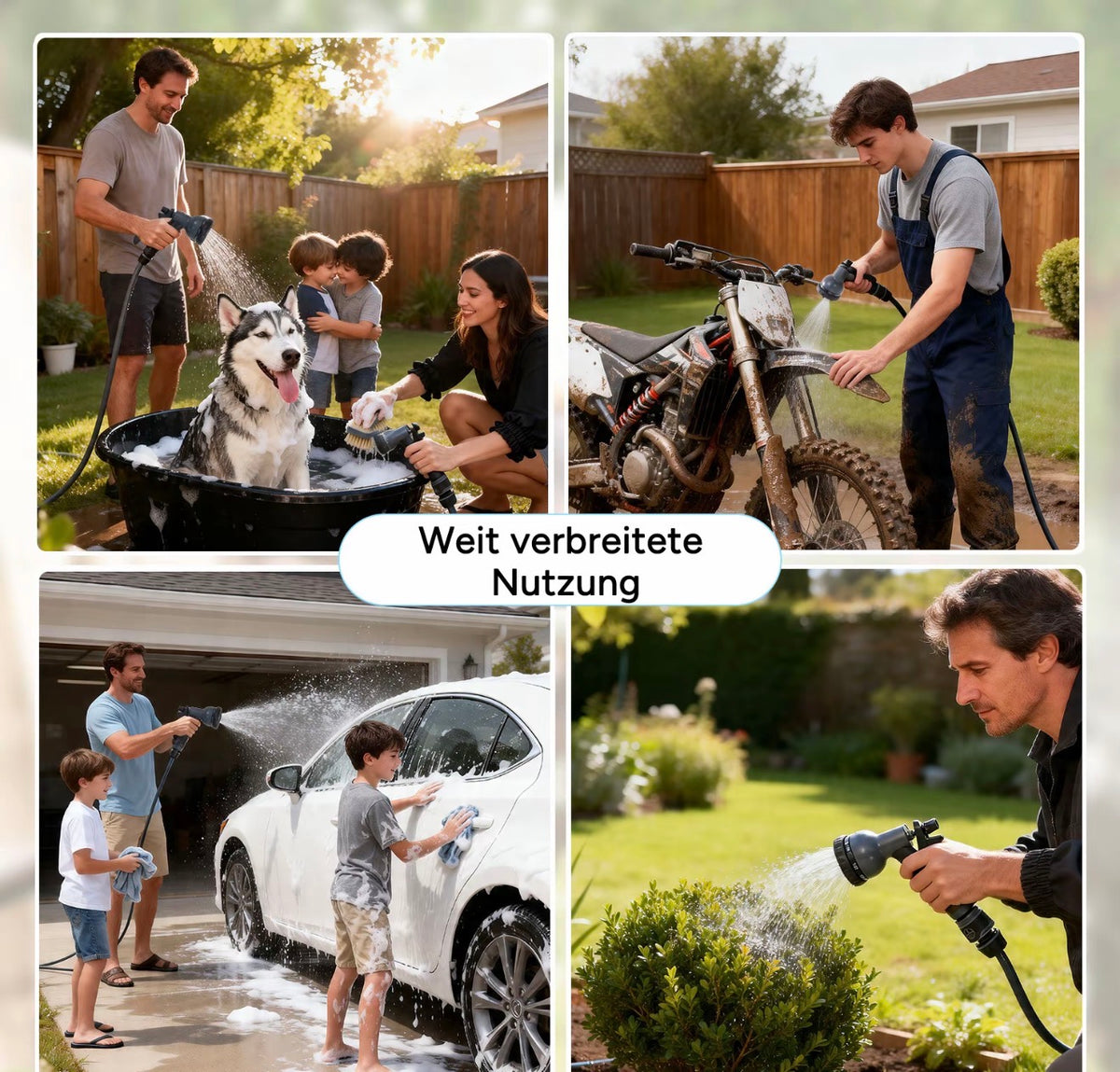 Avvolgitubo da Parete 15/25/30 Metri con Riavvolgimento Automatico, Tubo Acqua in PVC 1/2", Staffa Orientabile 180°, Lancia Multifunzione 9 Getti, Irrigazione Giardino e Lavaggio Auto 7