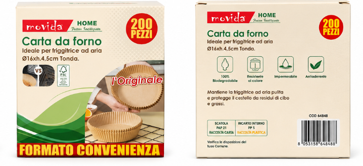 600 pezzi  carta da forno 16x4.5cm