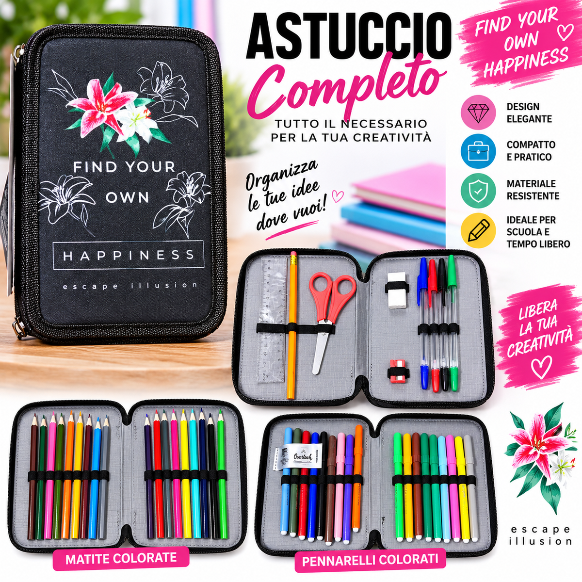 ASTUCCIO COMPLETO FLOREALE – ORGANIZZATO E PRATICO