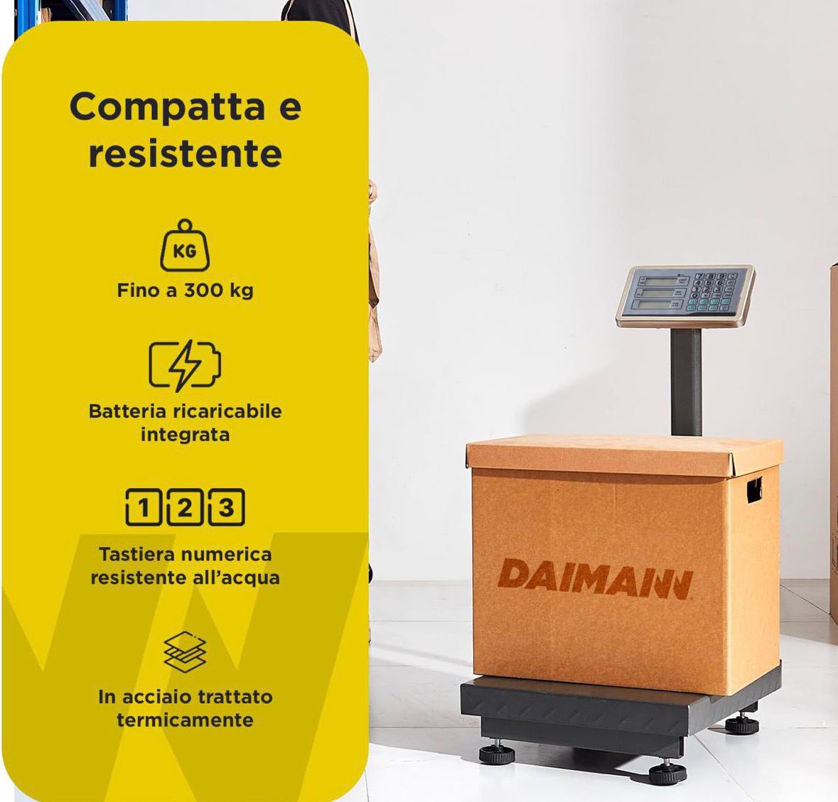 AMC Bilancia Digitale Elettronica Professionale 300 Kg Con Display bilancia industriale ricaricabile per utilizzarla in Negozio, Casa, Azienda o Attività ambulante 4