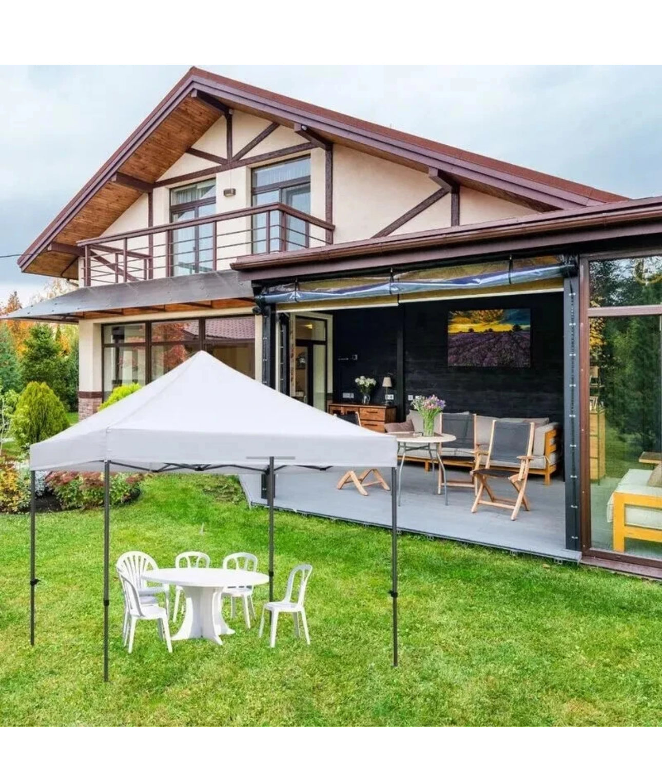 Gazebo Richiudibile 3X3 Mt in PVC Automatico in tessuto chiusura a fisarmonica