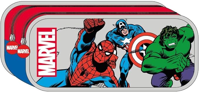 Astuccio Scuola per Bambini degli Avengers - Multicolore - 22x8x10 cm - Astuccio 2 Scomparti - Fabbricato in Poliestere - Stampa dei Vendicatori - Prodotto Originale Elaborato in Spagna