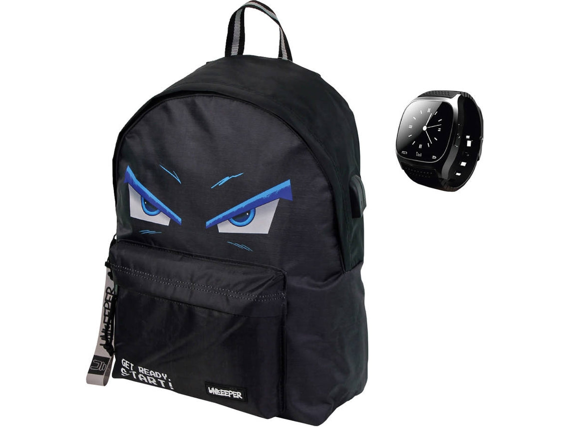 Zaino Scuola Nero con Porta USB e Orologio Smart in Omaggio – Zaino Casual per Scuola, Lavoro e Tempo Libero – Ampio, Resistente e Moderno 2